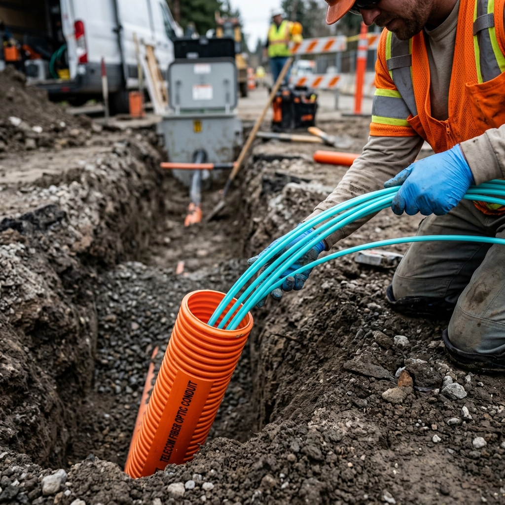 Conduit installation for communications infrastructure